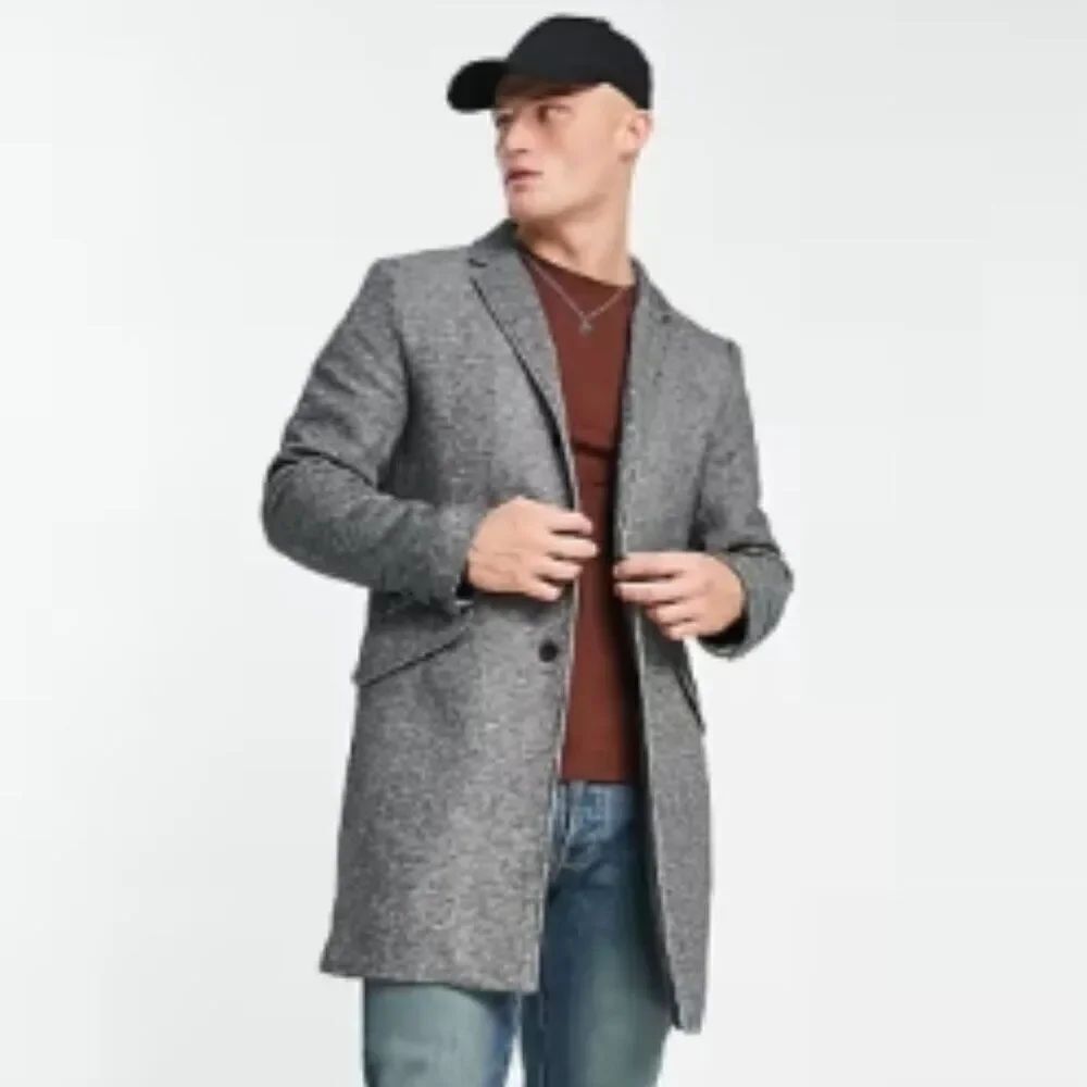 Like New! ONLY & SONS Smart Jersey Overcoat in Dark Gray Melange in Size S - Picture 15 of 15